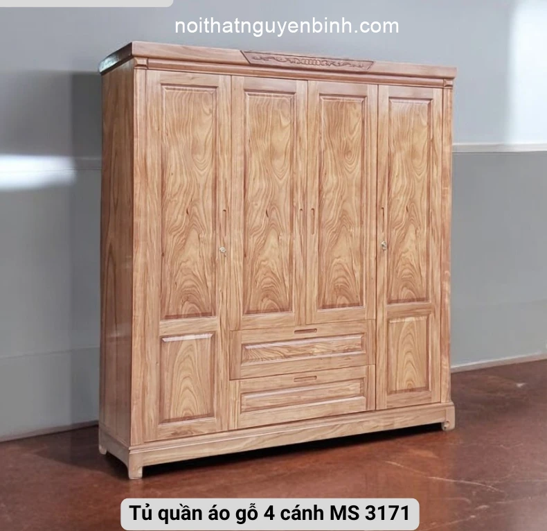 Tủ quần áo gỗ 4 cánh MS 3171